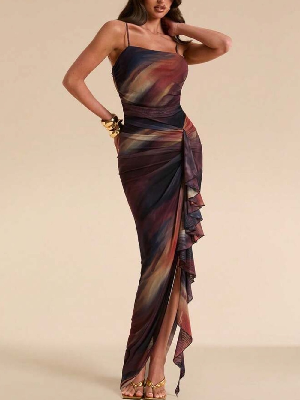 Sleeveless Multi-Color Evening Gown - Elegant Bodycon Dress